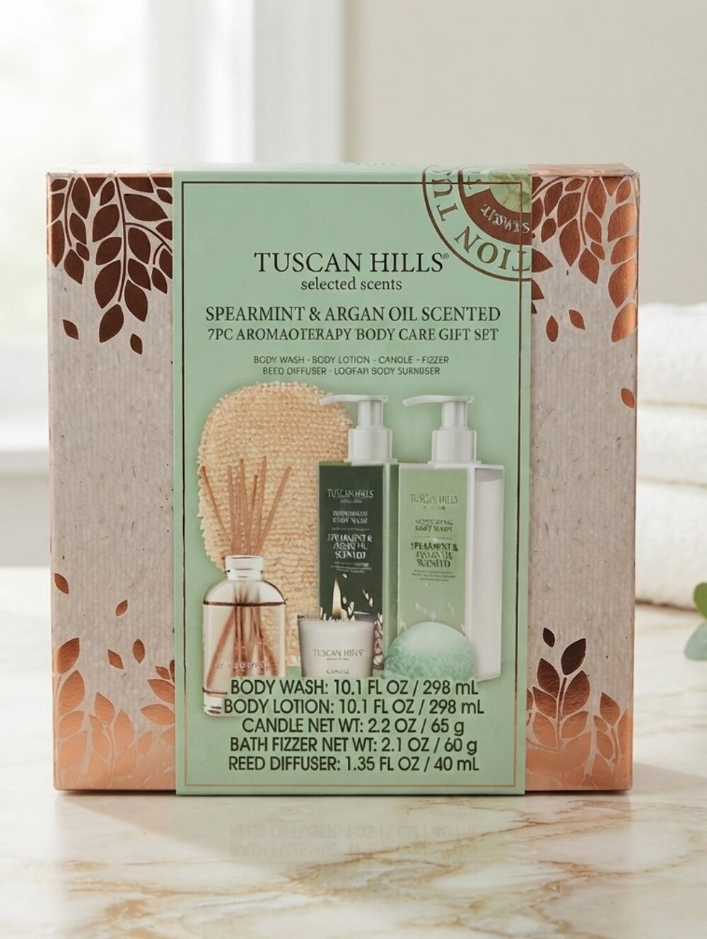 Tuscan Hills Spearmint & Argan Oil Scented 7PC Aromatherapy Body Care Gift Set - Picture 1 of 1